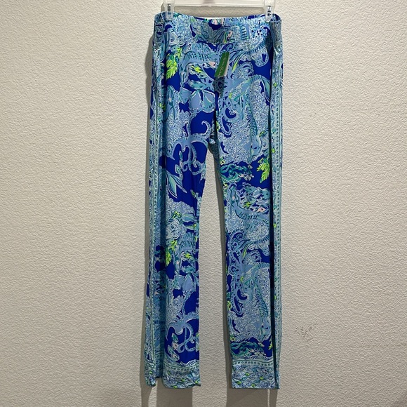 NWOT LILLY PULITZER Bal Harbour Palazzo Pull-on Pants Blue Current Sea Siren - Picture 11 of 11